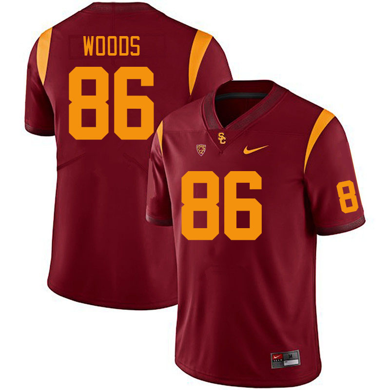 Men #86 CJ Woods USC Trojans College Football Jerseys Stitched Sale-Cardinal